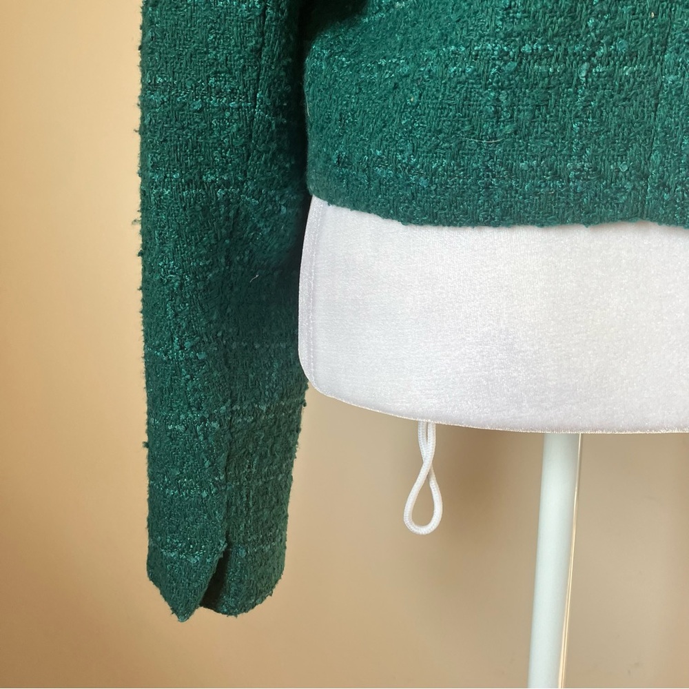Abercrombie & Fitch Green Tweed Single Breasted Cropped Blazer size Medium - Picture 6 of 10